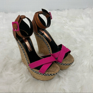 RUPERT Sanderson Nissa Peep Toe Wedge EU Size 36/ US Size 6